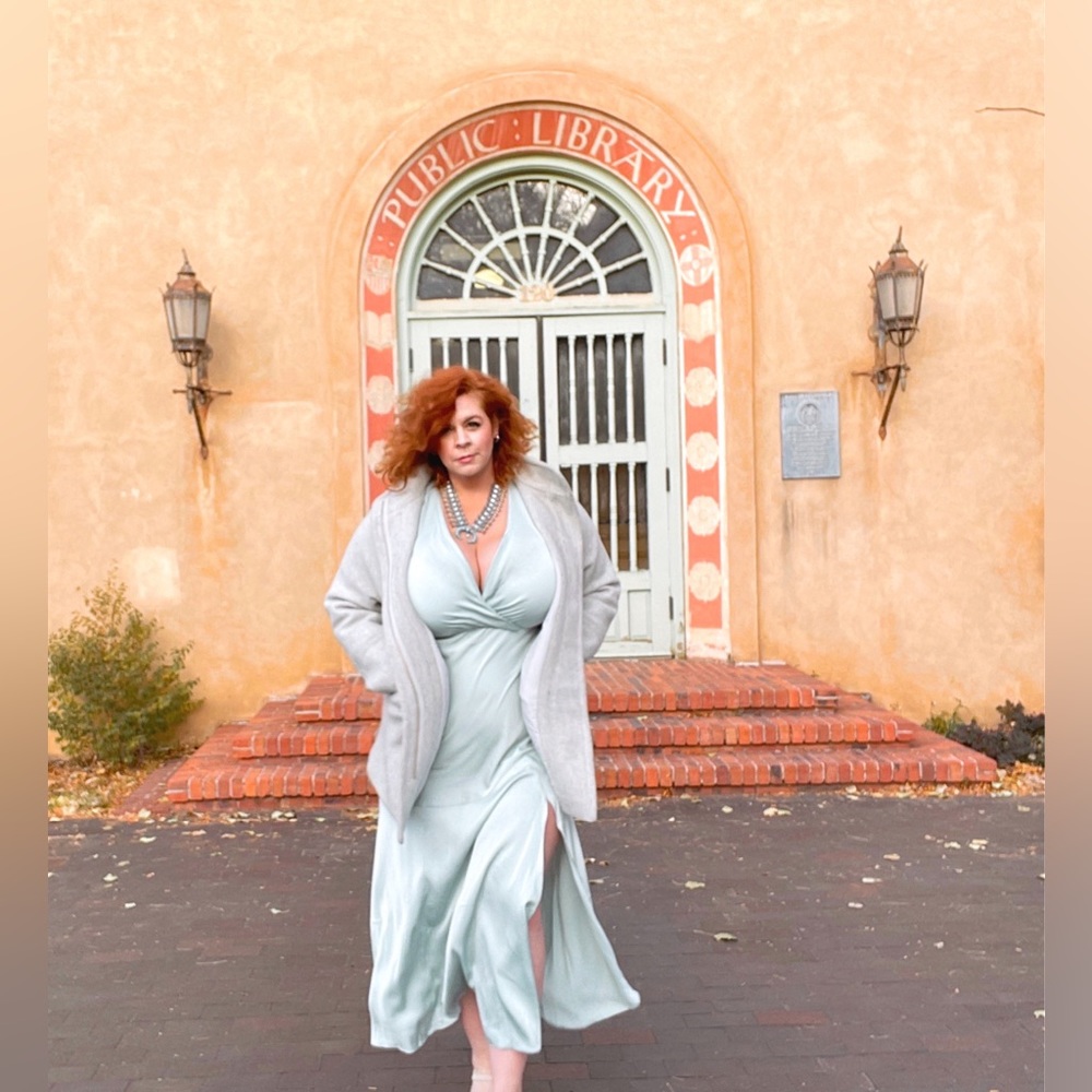 Eloquii Satin Maxi Dress - Soft Turquoise